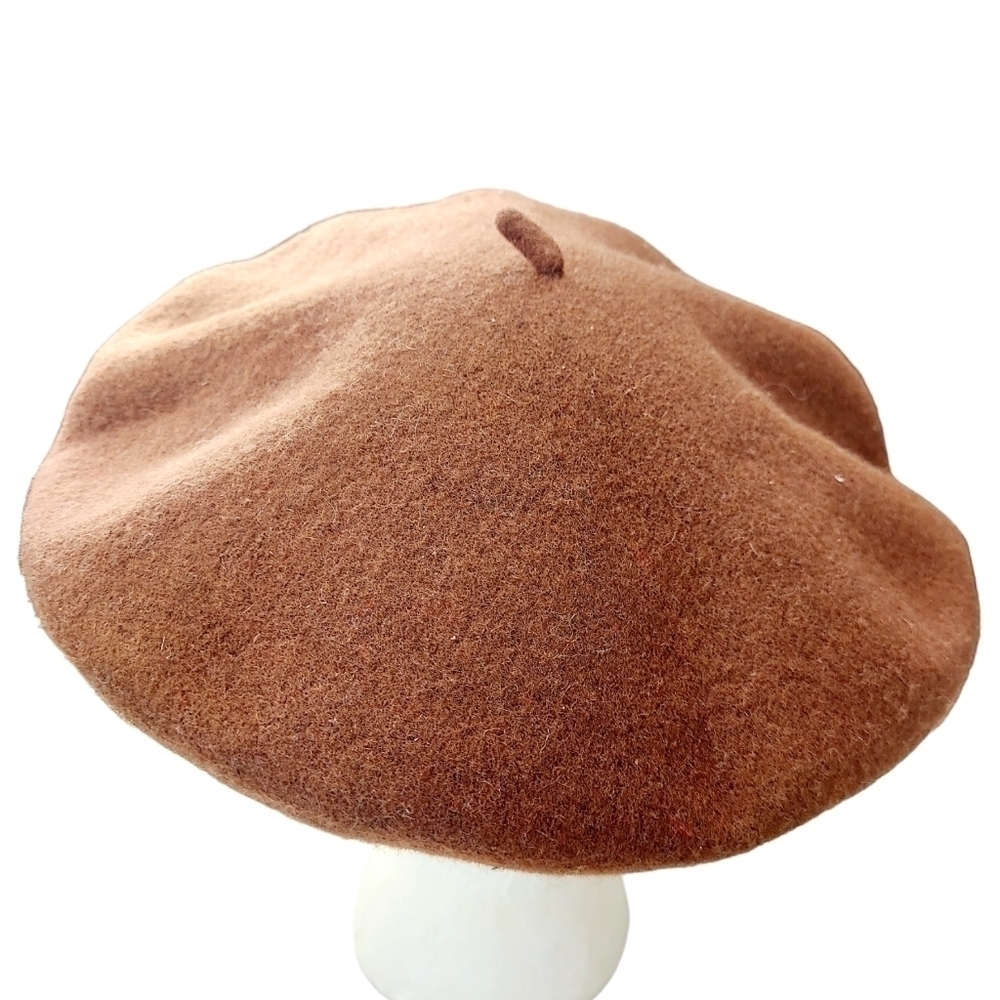 Vintage Wool Beret Chocolate Coco Brown Beanie Cap Hat Preppy Hipster